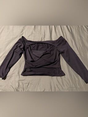 SHEIN Curve Long Sleeve Black cross cross Crop Top 1X